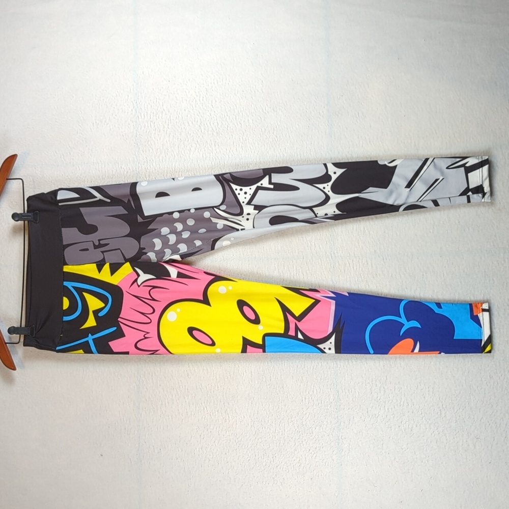 PopArt Bright Black &‎ White Colorful Cosplay Leggings XS